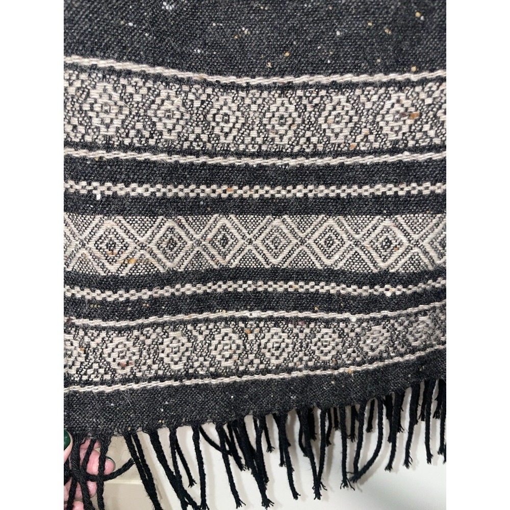 Vintage Karen Kane Long Skirt Wool Wrap Gray Stripe With Fringe And Belt Medium - Picture 3 of 9